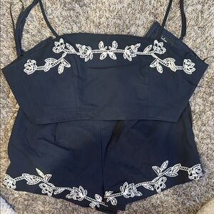 Lulu’s Elegant Black Embroidered Women's Top & short